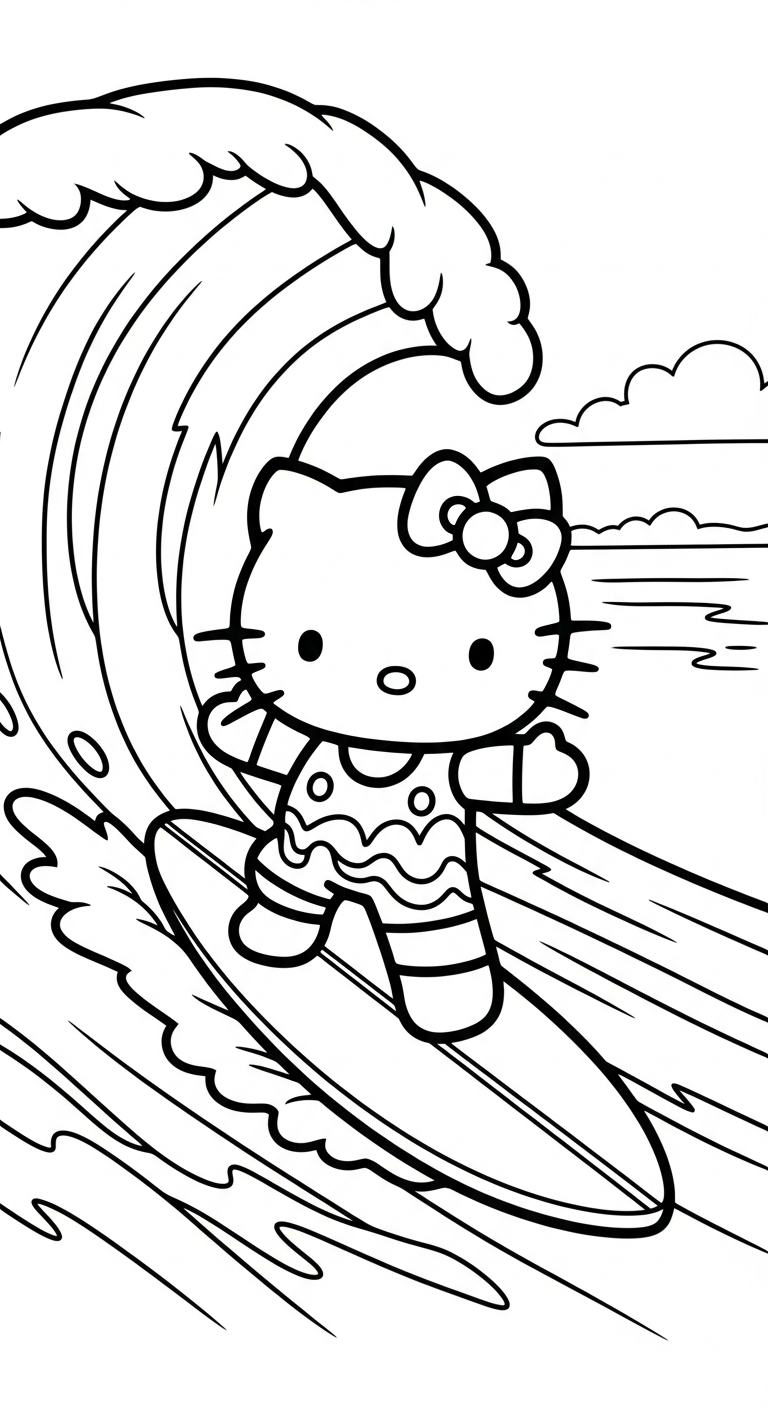 tranh tô màu Hello Kitty cho bé 3 tuổi miễn phí