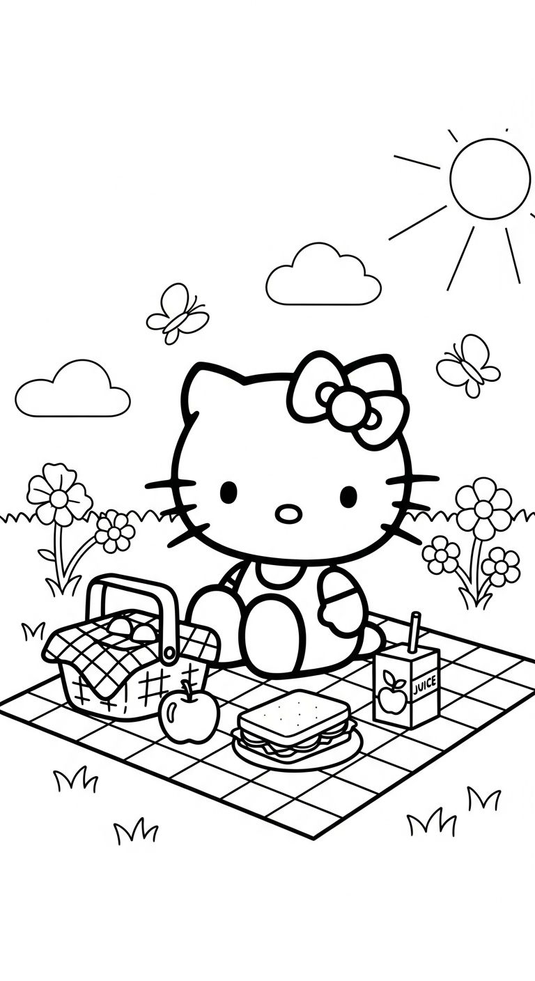 hình tô màu Hello Kitty cho bé tải về