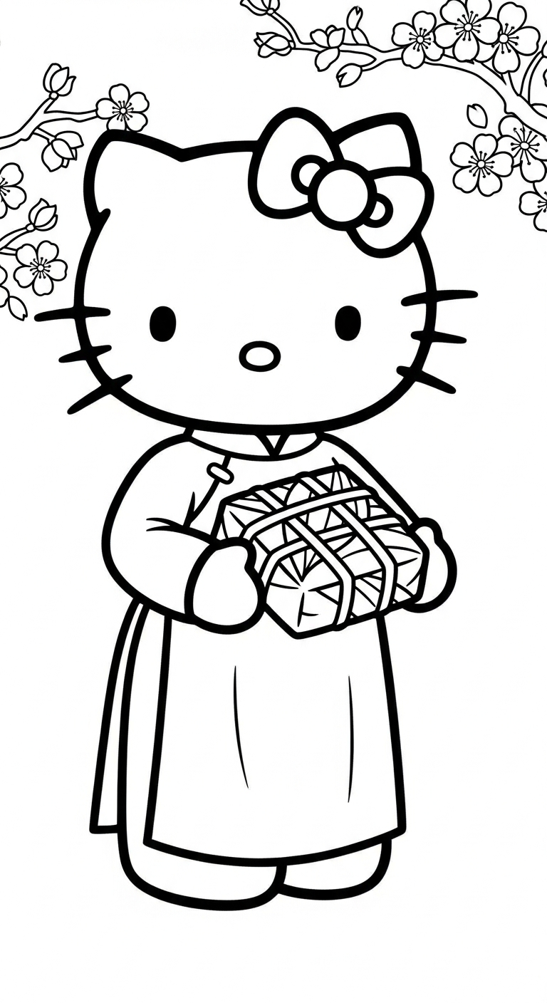 tranh tô màu Hello Kitty cho bé 5 tuổi