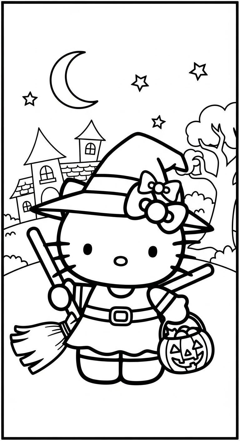 hình tô màu Hello Kitty cho bé 4 tuổi miễn phí