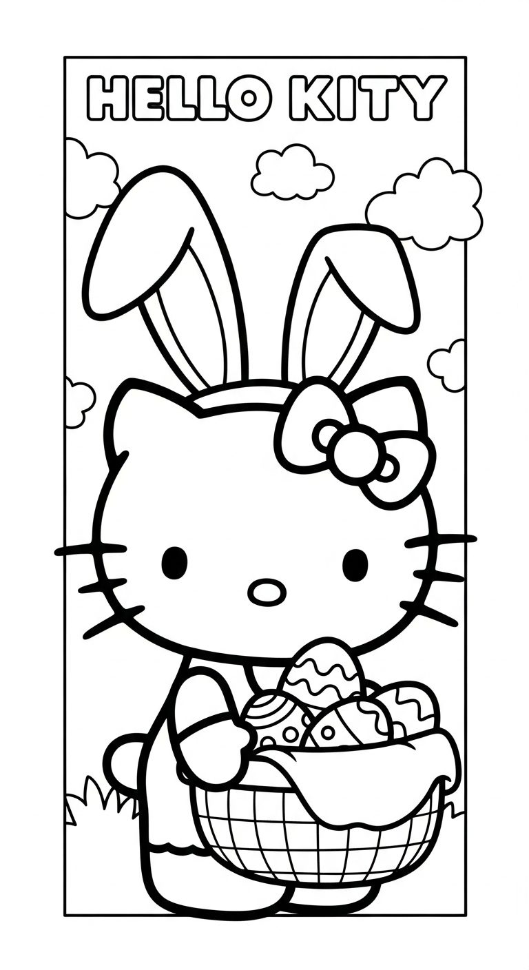 in hình tô màu Hello Kitty cho bé 3 tuổi