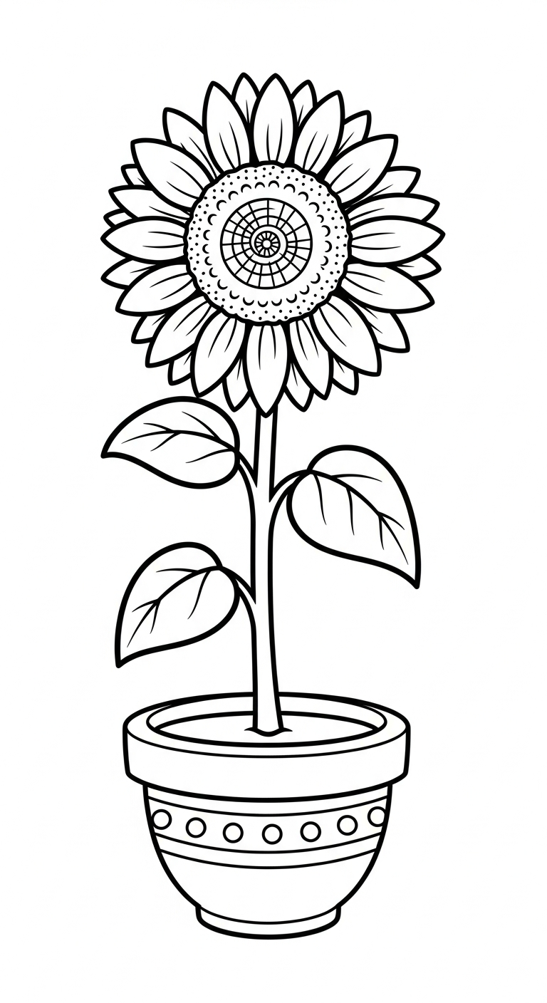 in hình tô màu Hoa hướng dương cho bé 8 tuổi 1