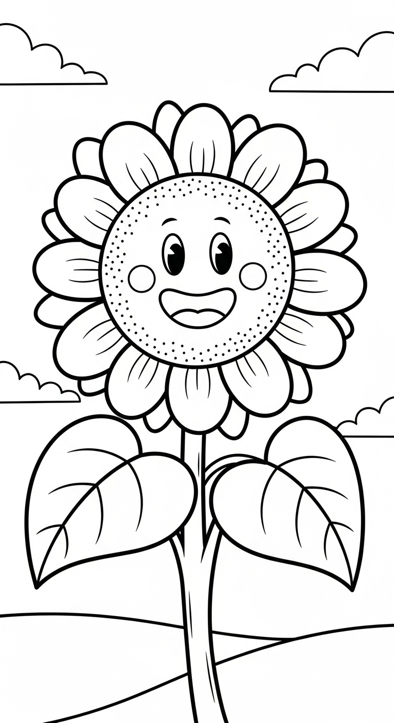 tranh tô màu Hoa hướng dương cho bé 7-8 tuổi