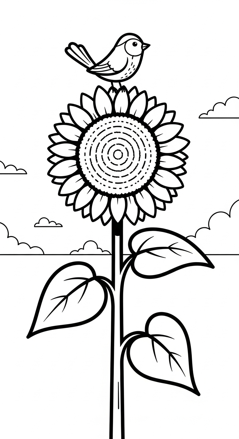 tranh tô màu Hoa hướng dương cho bé 6 tuổi