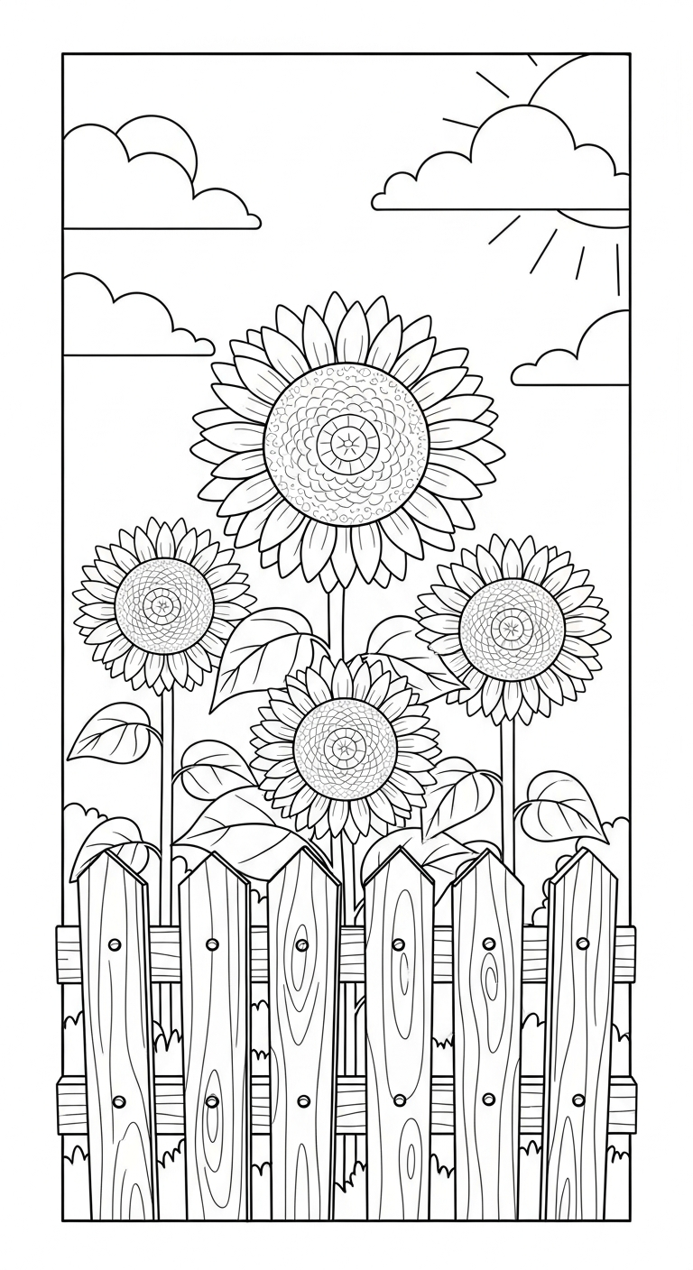 tranh tô màu Hoa hướng dương cho bé