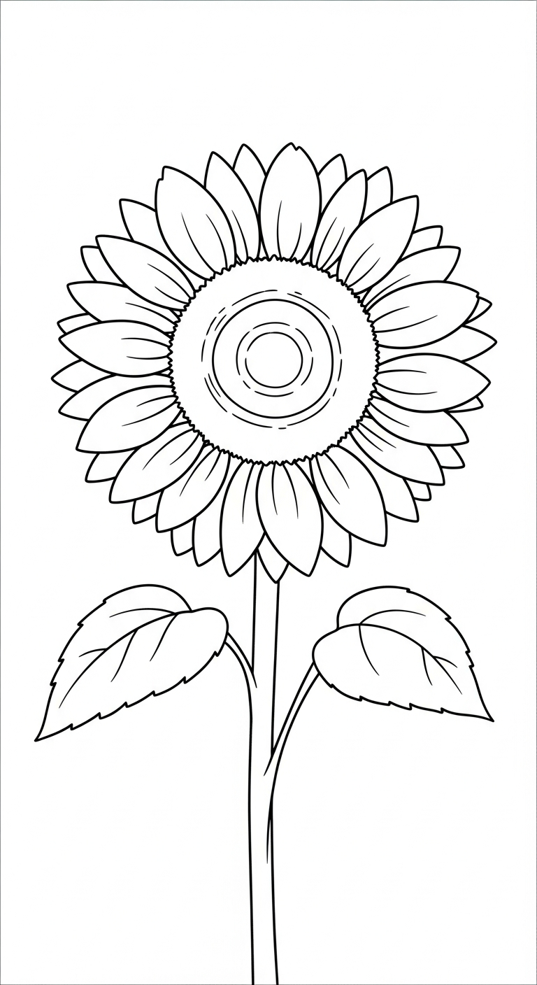 tải hình tô màu Hoa hướng dương cho bé 7 tuổi