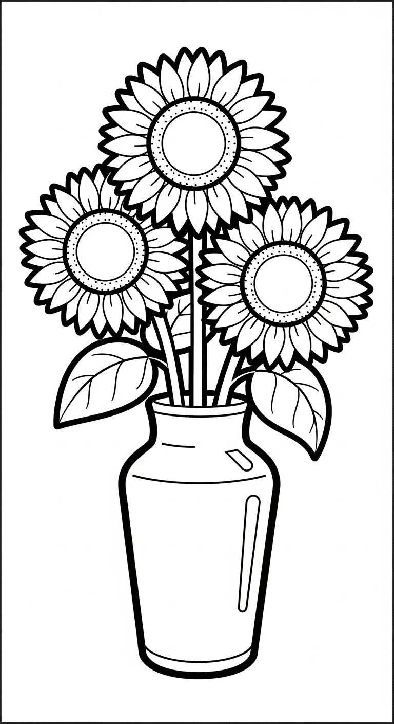 file hình tô màu Hoa hướng dương cho bé 4-5 tuổi