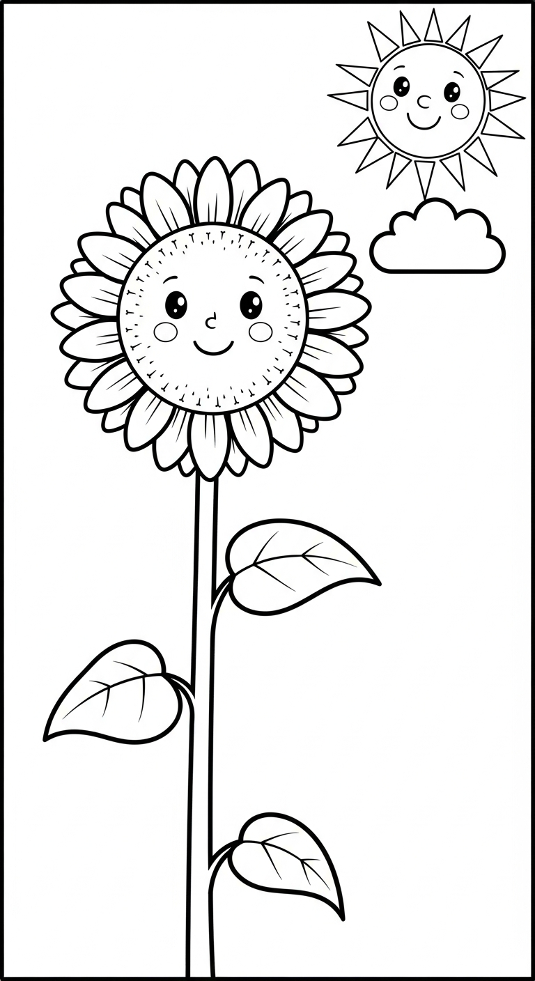 tải tranh tô màu Hoa hướng dương cho bé 6 tuổi