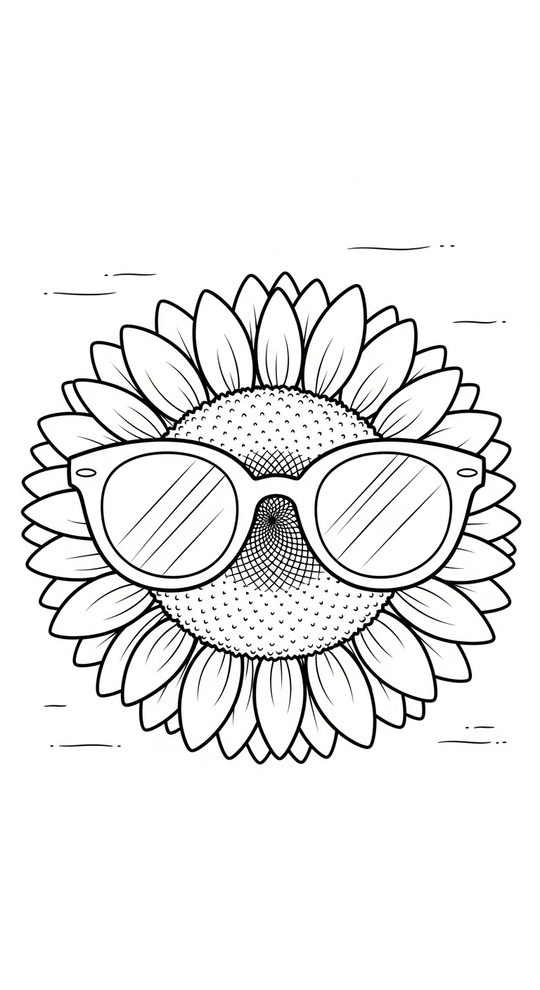 in hình tô màu Hoa hướng dương cho bé