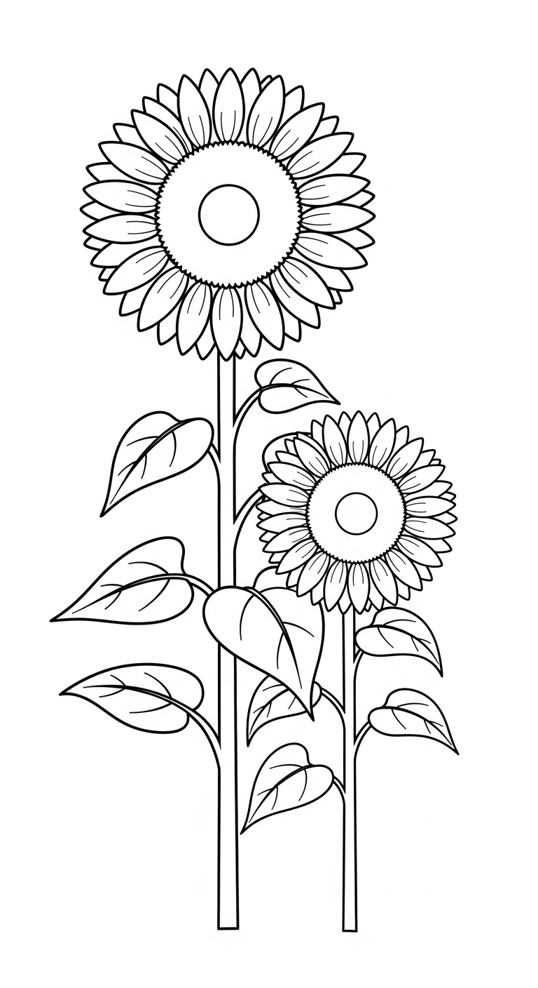 tải hình tô màu Hoa hướng dương cho bé 8 tuổi