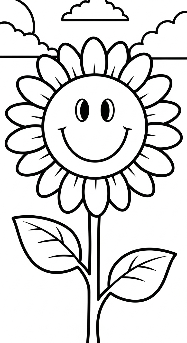 tranh tô màu Hoa hướng dương cho bé 3 tuổi miễn phí