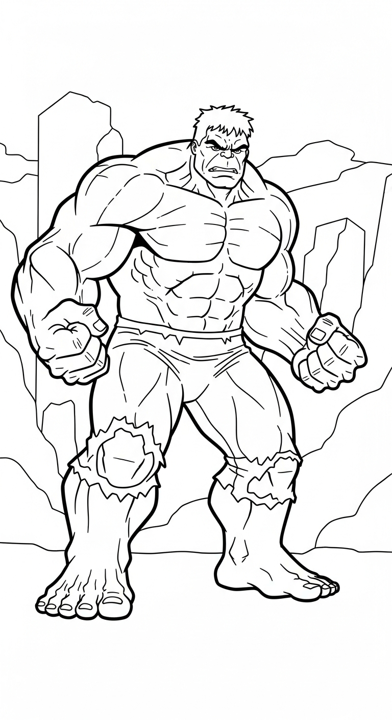 hình tô màu Hulk cho bé 8 tuổi