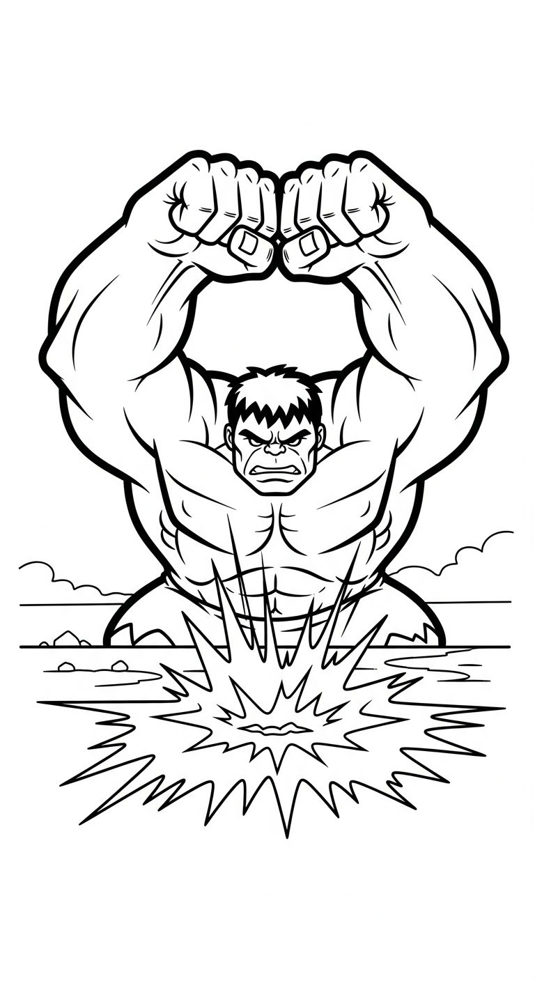 hình tô màu Hulk cho bé 3 tuổi