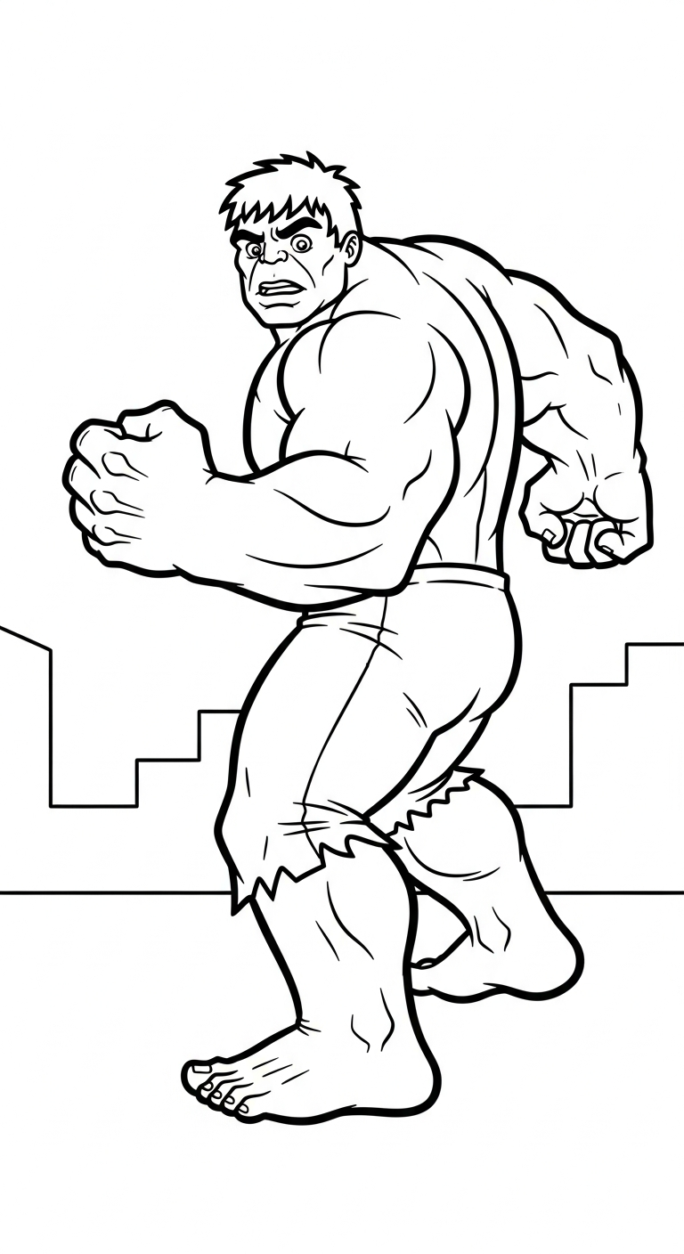 in hình tô màu Hulk cho bé