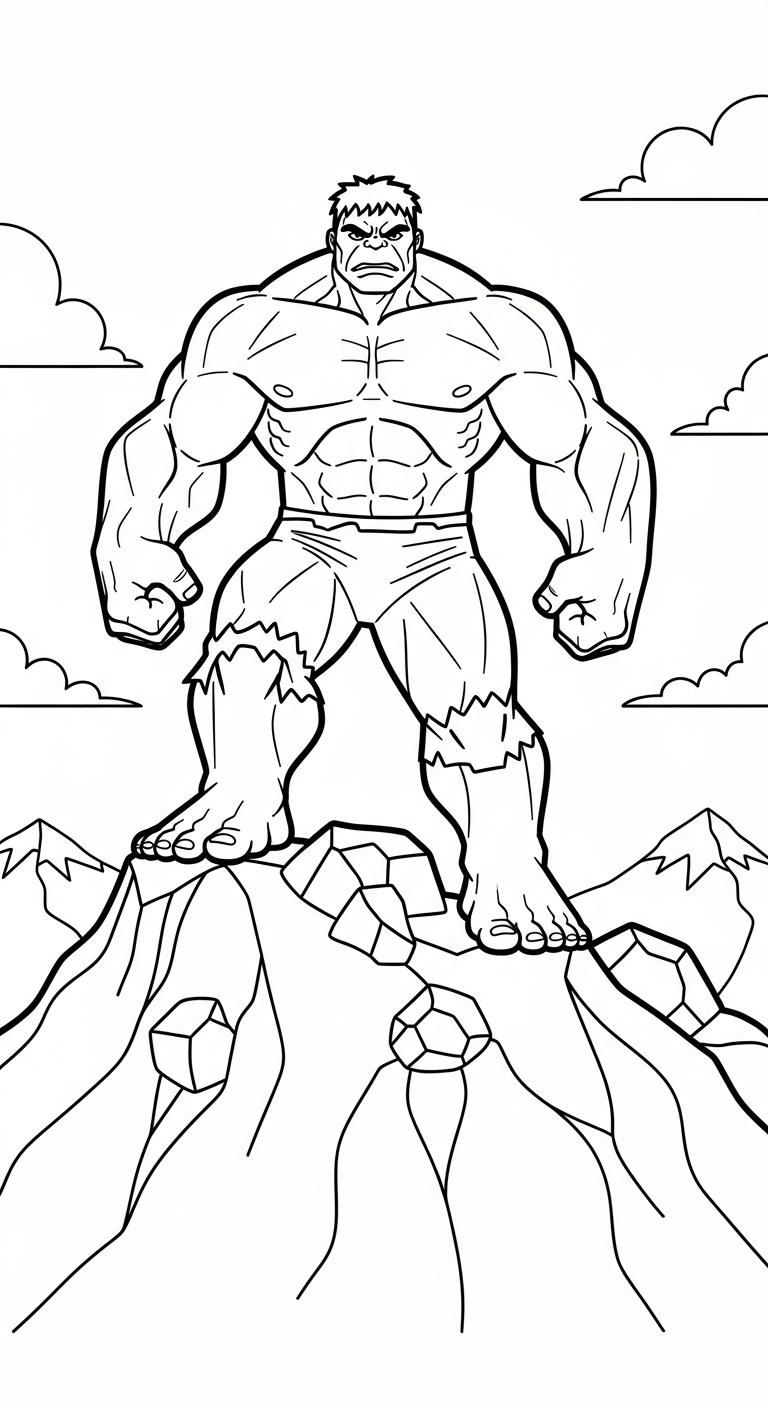 in tranh tô màu Hulk cho bé 3 tuổi