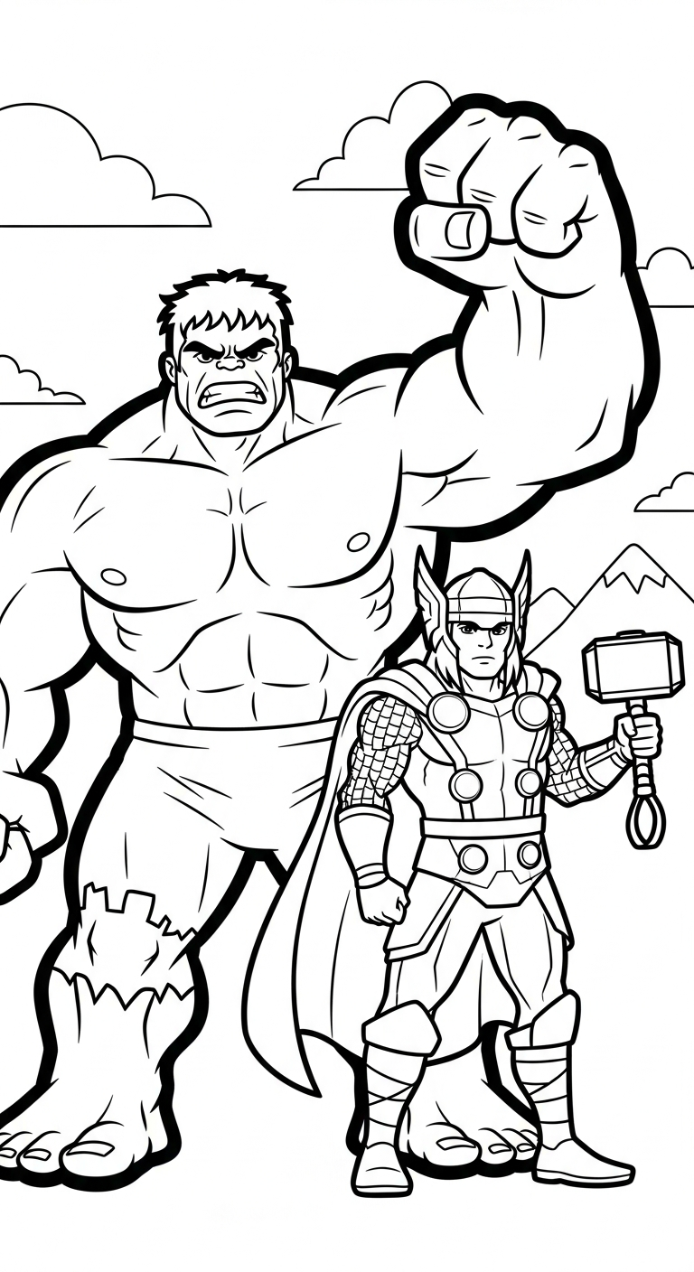 tranh tô màu Hulk cho bé 3 tuổi