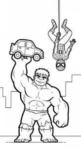 in hình tô màu Hulk cho bé 3 tuổi