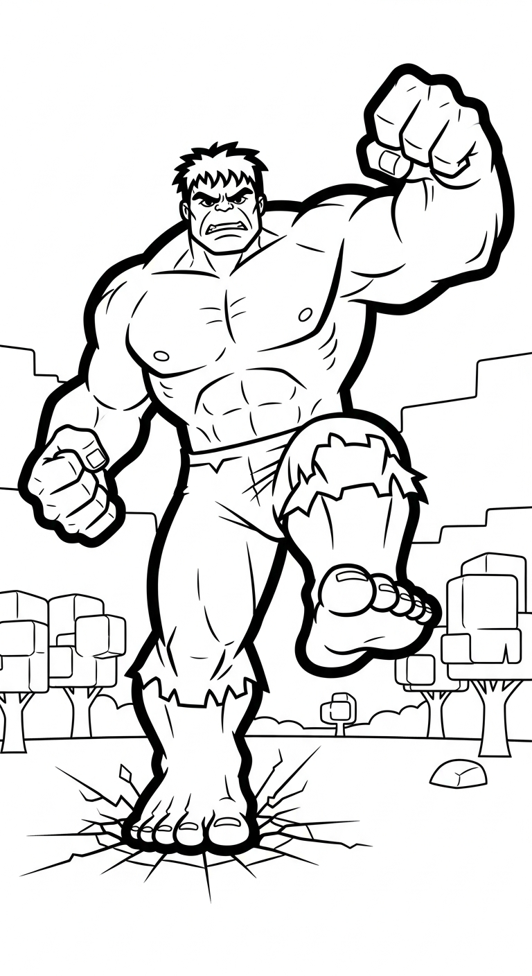 file pdf tranh tô màu Hulk cho bé