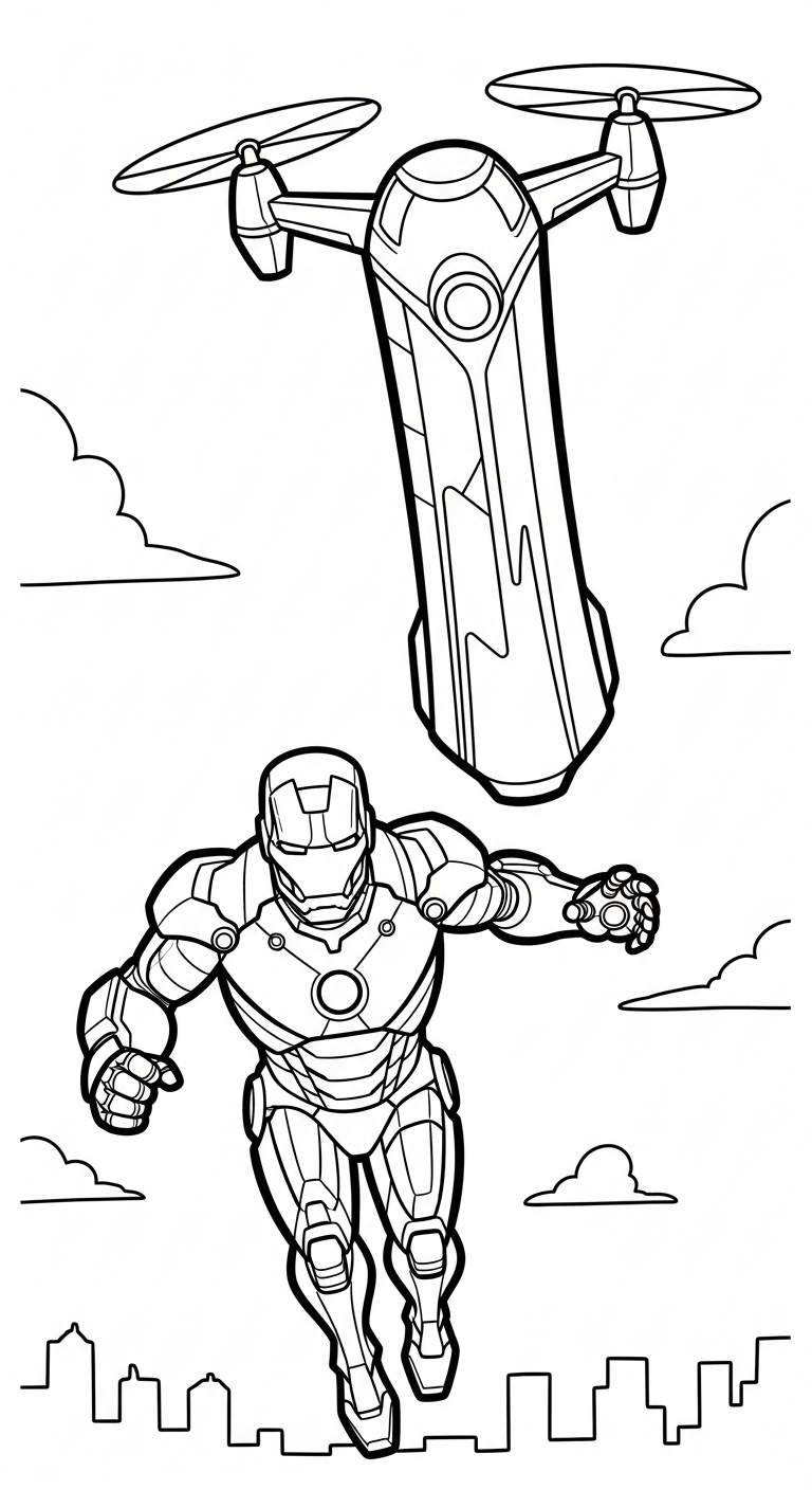 in hình tô màu Iron Man cho bé 7 tuổi