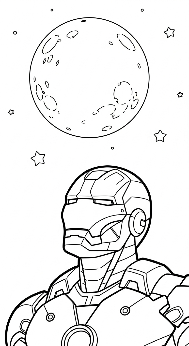 tranh tô màu Iron Man cho bé 4 tuổi miễn phí