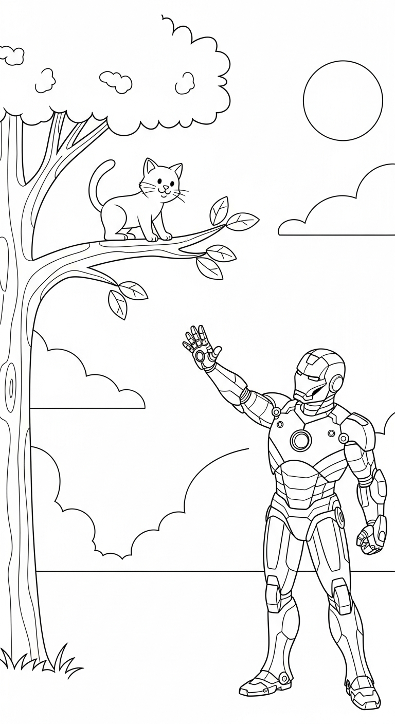 hình tô màu Iron Man cho bé 4 tuổi miễn phí