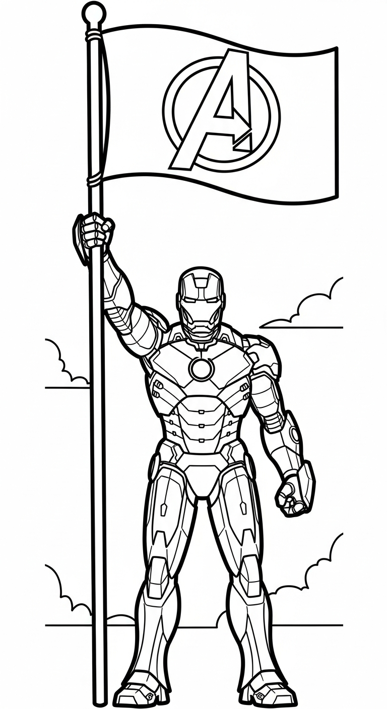 file hình tô màu Iron Man cho bé in
