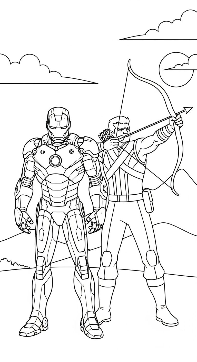 tranh tô màu Iron Man cho bé 8 tuổi miễn phí