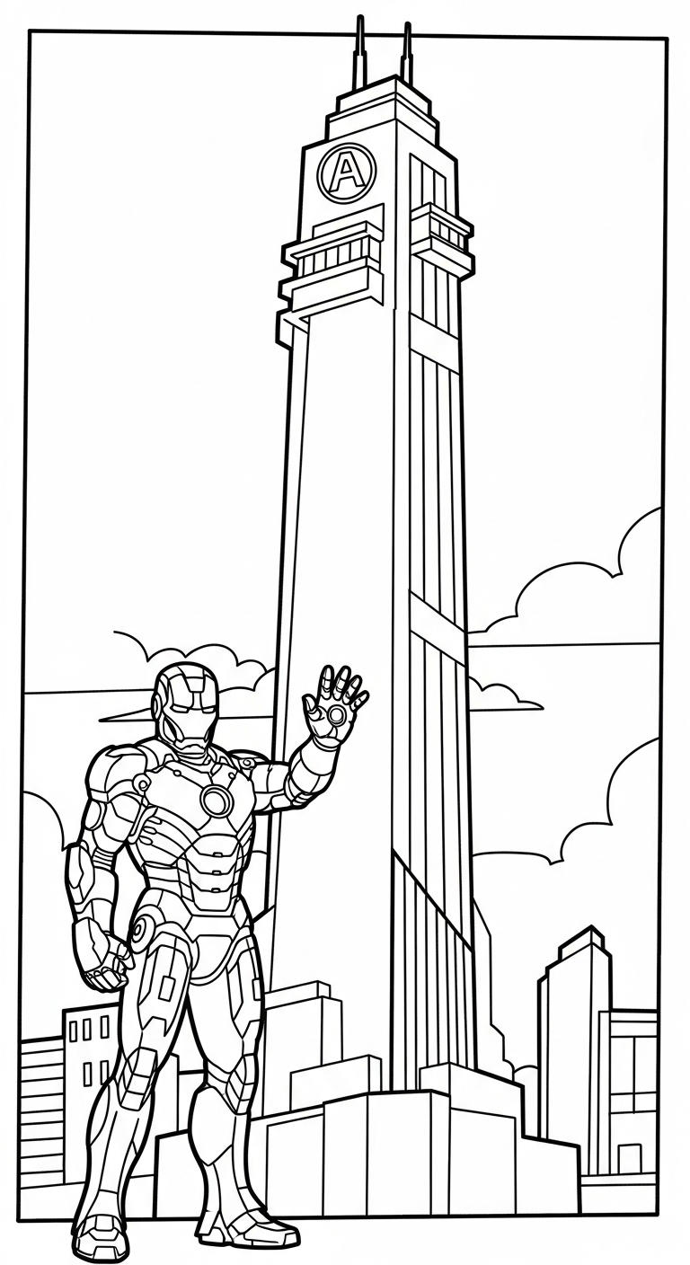 tranh tô màu Iron Man cho bé đơn giản 1