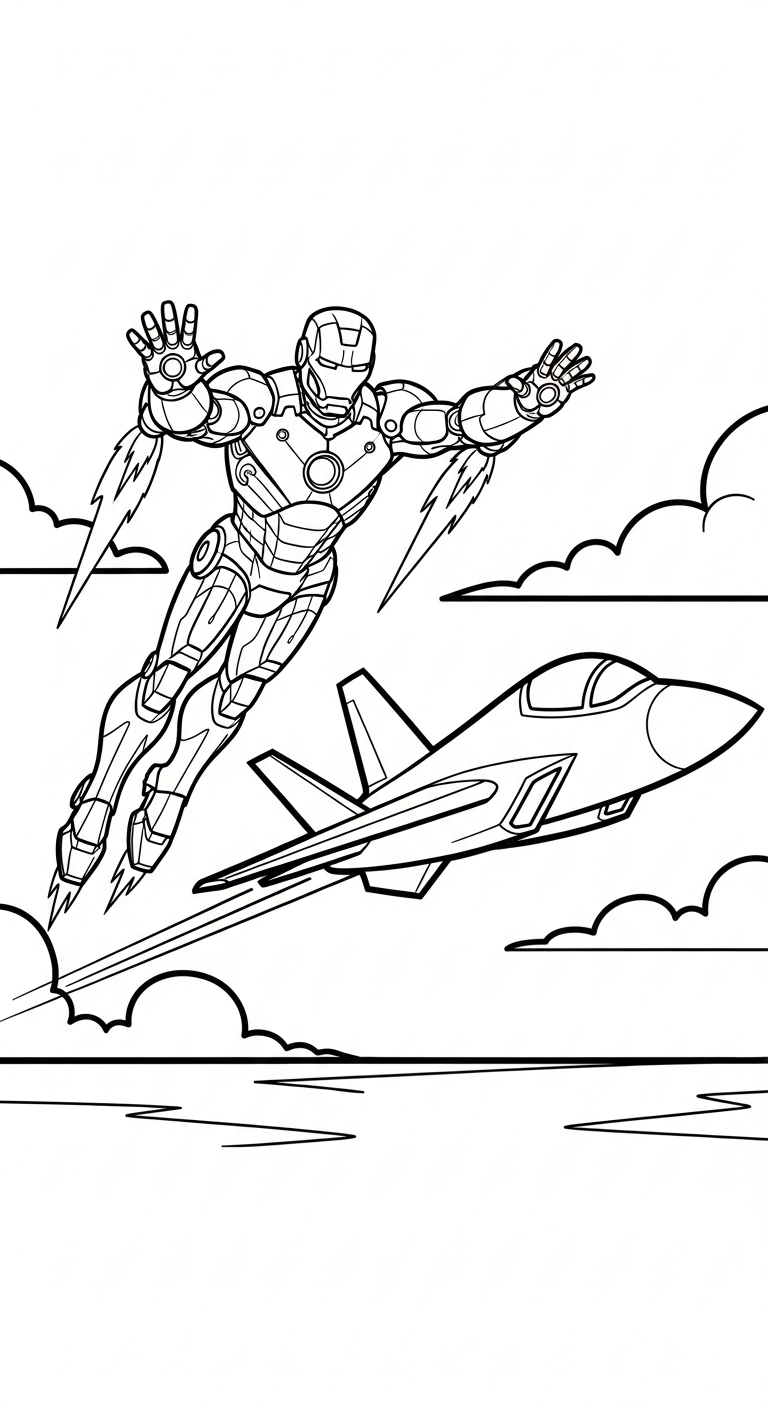 file tranh tô màu Iron Man cho bé 4-5 tuổi