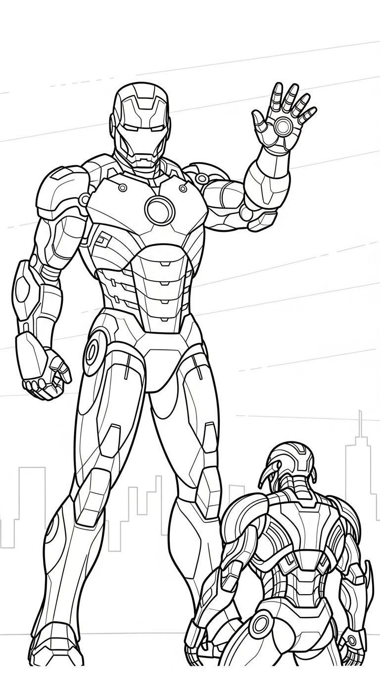 tranh tô màu Iron Man cho bé đơn giản