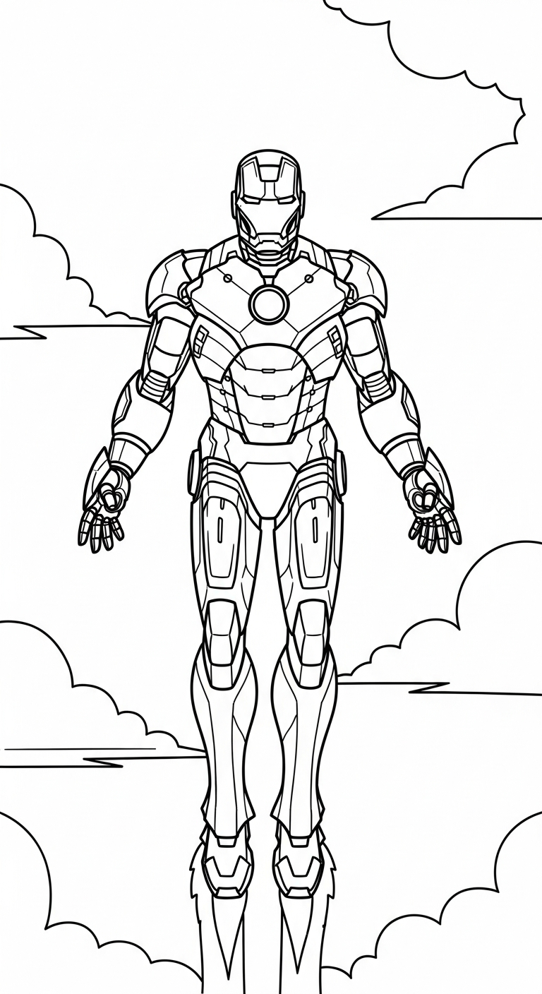 tranh tô màu Iron Man cho bé 7-8 tuổi