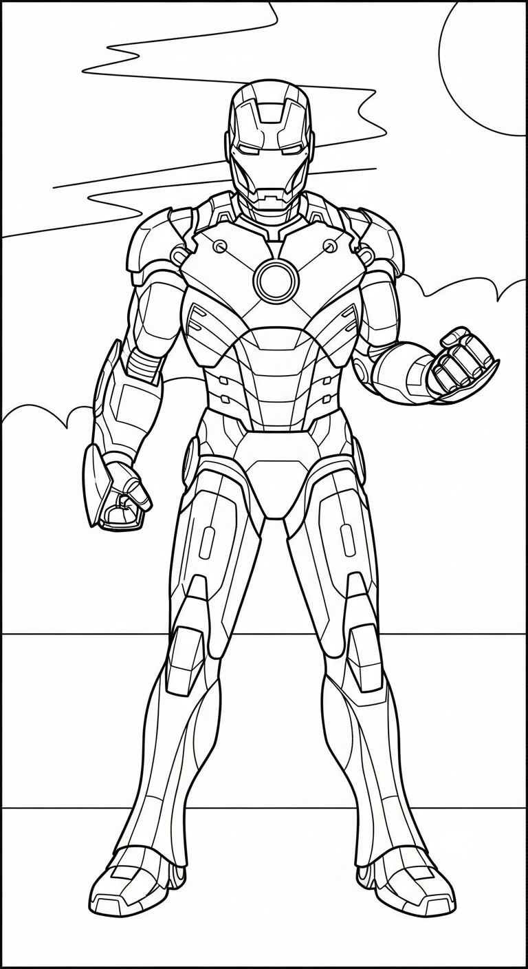 tranh tô màu Iron Man cho bé 8 tuổi miễn phí 1