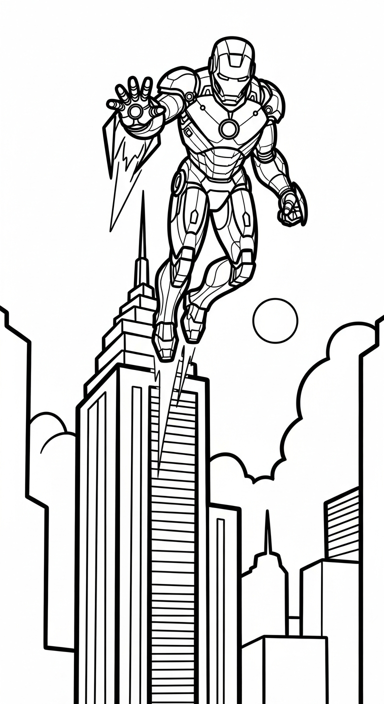 in tranh tô màu Iron Man cho bé 5 tuổi