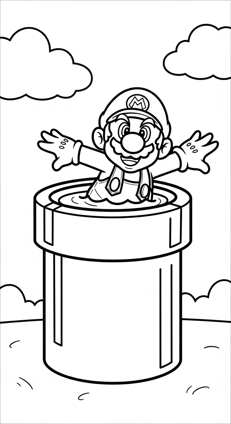 hình tô màu Mario cho bé 3 tuổi miễn phí