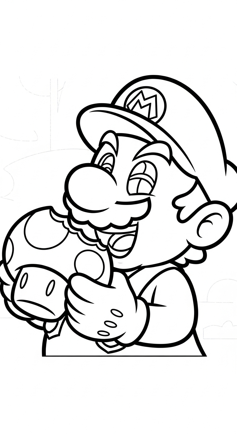 in hình tô màu Mario cho bé 5 tuổi