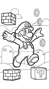 in tranh tô màu Mario