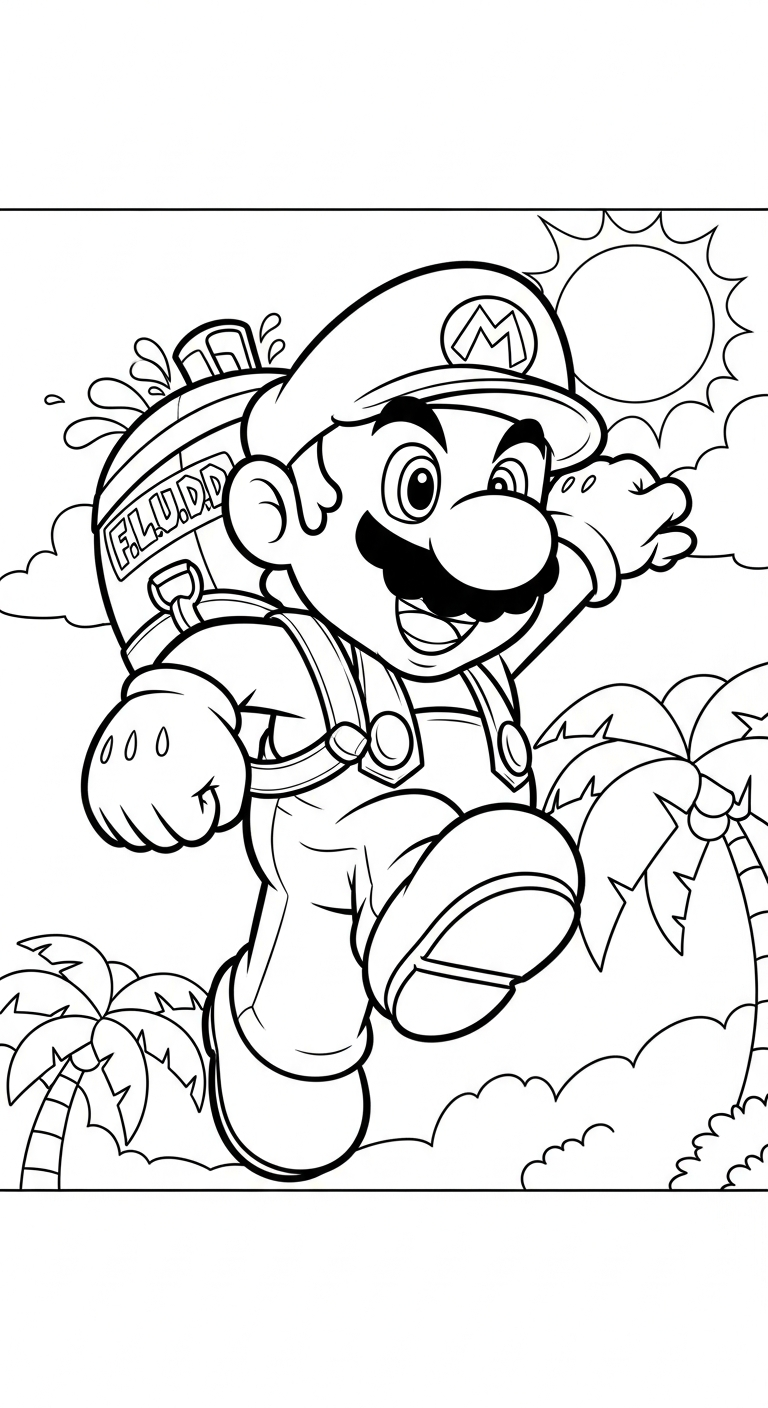 tải tranh tô màu Mario cho bé 5 tuổi