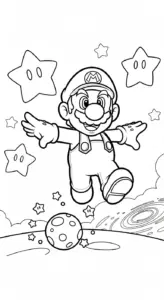 hình tô màu Mario cho bé 3 tuổi