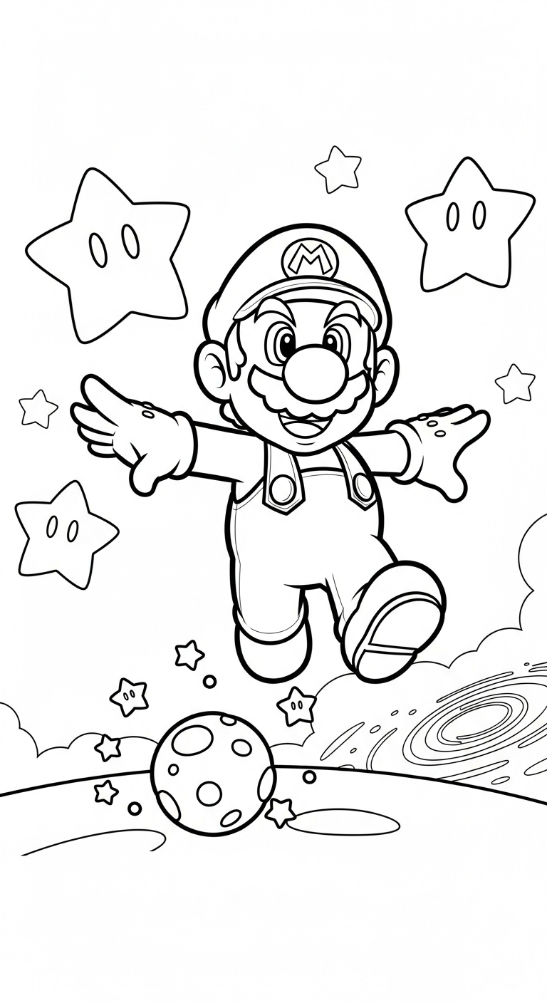 hình tô màu Mario cho bé 3 tuổi 1