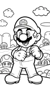 in tranh tô màu Mario cho bé 8 tuổi