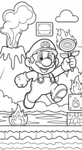 hình tô màu Mario cho bé 4 tuổi miễn phí