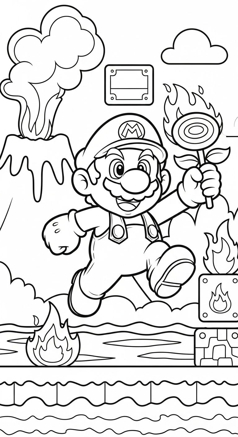 hình tô màu Mario cho bé 4 tuổi miễn phí