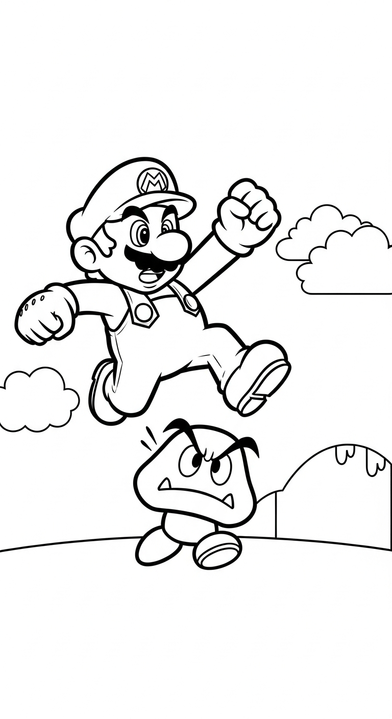 tranh tô màu Mario cho bé tải miễn phí