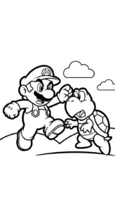 in tranh tô màu Mario cho bé 8 tuổi