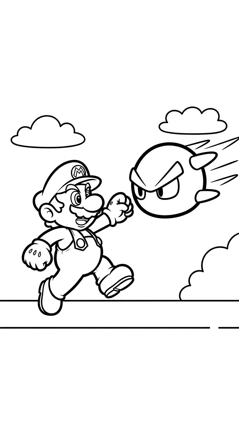 tranh tô màu Mario cho bé 7 tuổi