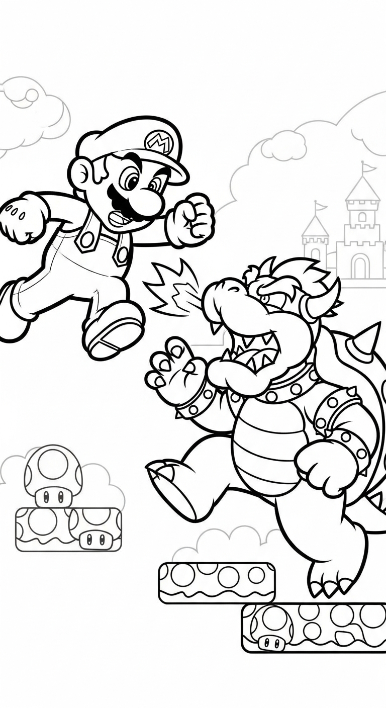 hình tô màu Mario cho trẻ em