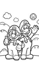 hình tô màu Mario cho bé mới nhất