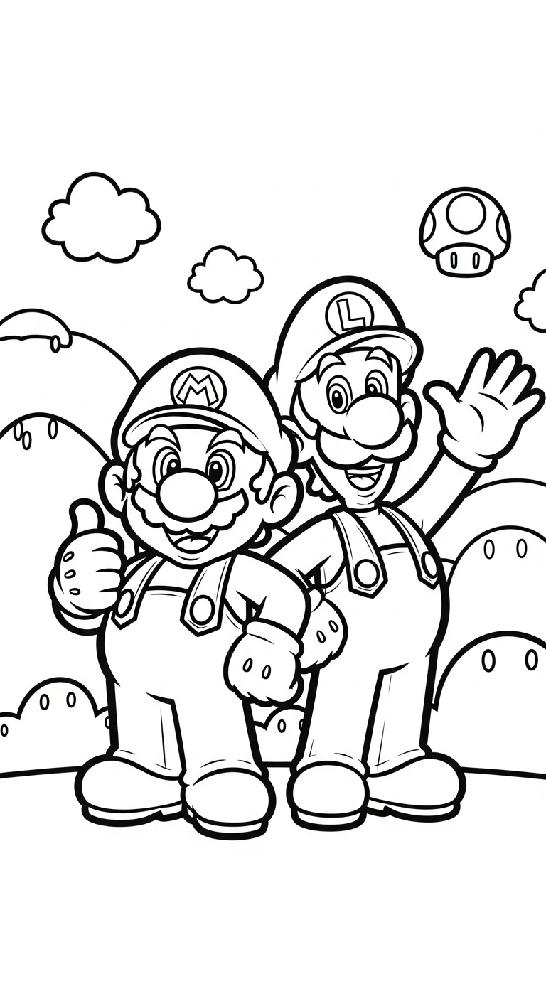 hình tô màu Mario cho bé mới nhất