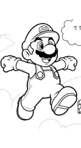 in hình tô màu Mario cho bé 8 tuổi