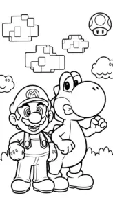 in hình tô màu Mario cho bé 6 tuổi